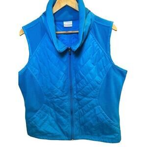 Columbia Bright Sky Blue‎ Women's Quilted Puffer Vest w/ Full Zipper & Collar XL